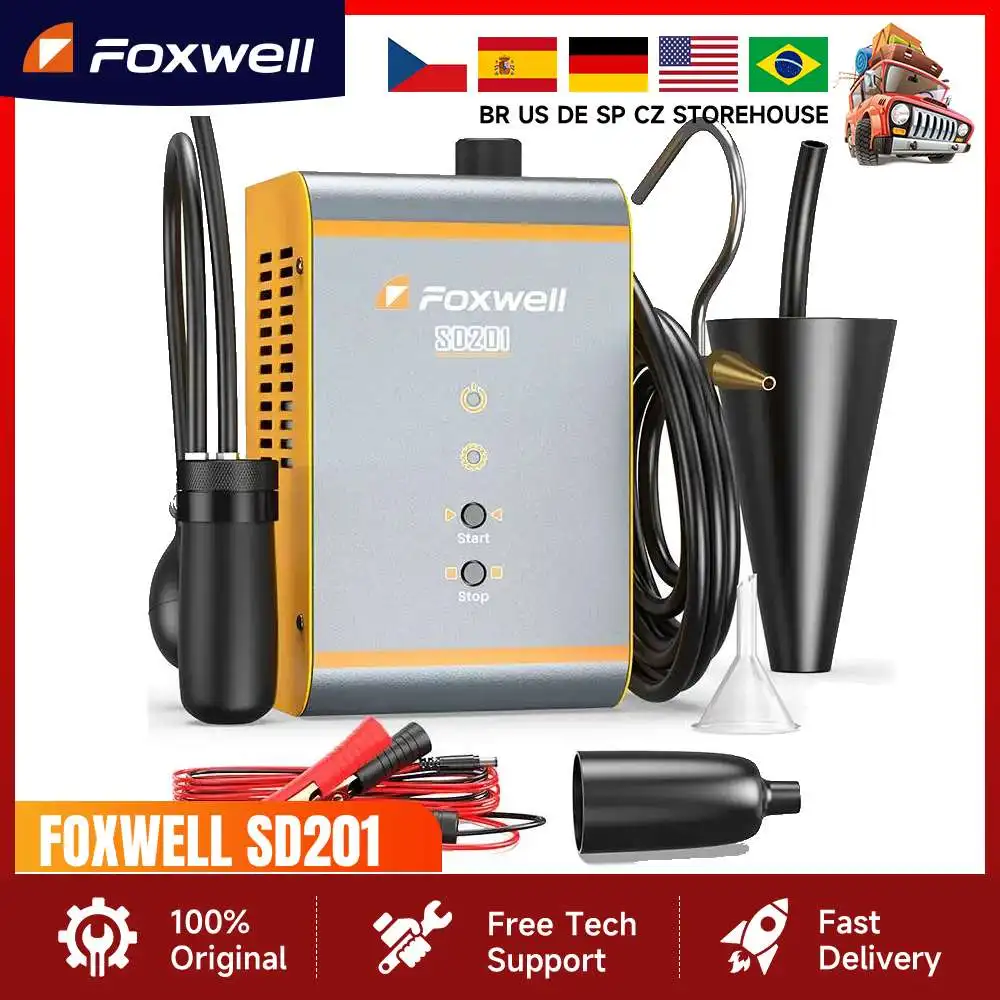 FOXWELL SD201 Car Smoke Leak Detector 12V Automotive EVAP Leakage Detector Oil Pipe Smoke Generator Mechanical Inspection Tools