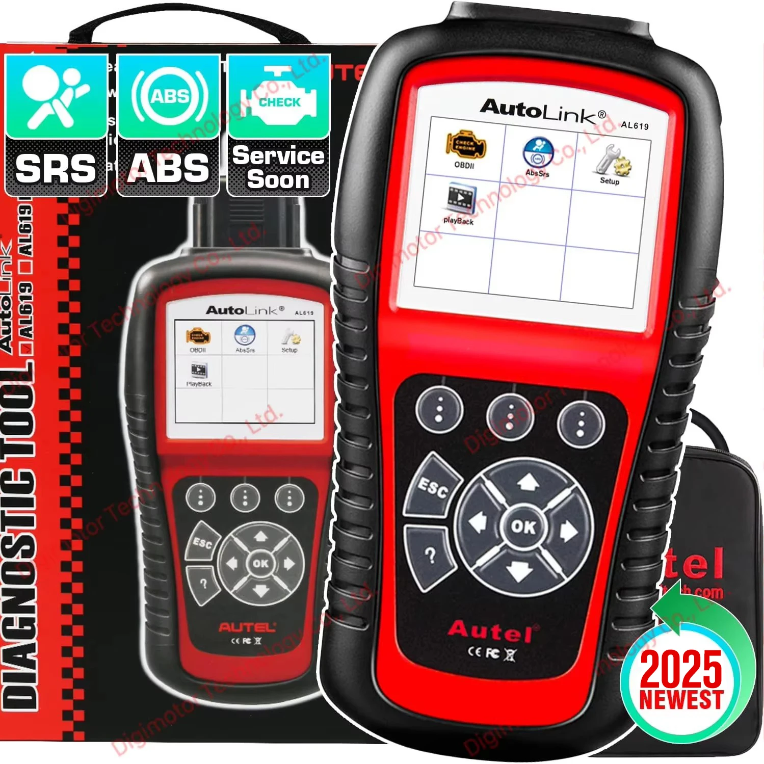 Autel Autolink AL619 Full OBD2 Scanner Code Reader ABS SRS Car Diagnostic tool  OBD2 Turn Off Engine Light Free Update pk ELM327