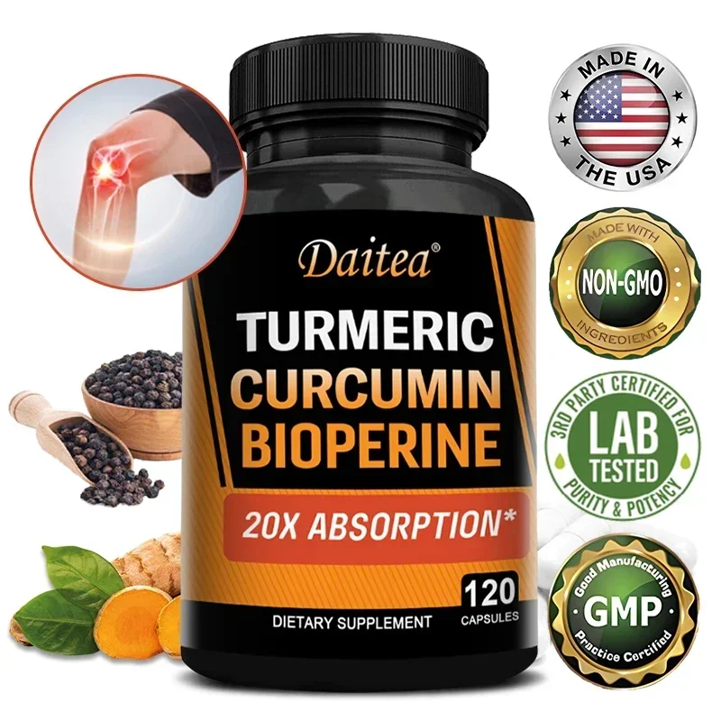 Turmeric Curcumin with BioPerine 95%-Better Absorption, Natural Joint Support Supplement, Anti-Inflammatory Vegan Herbal Extract