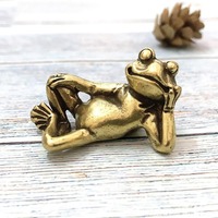 Mini Retro Lucky Brass Animal Frog Horse Monkey Statue Desk Ornament Cute Home Office Desk Exquisite Decorative