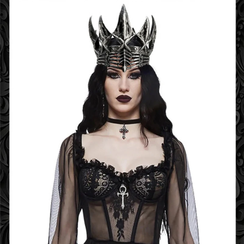 Uomo donna Crow Crown Cosplay King Queen Halloween Party Costums accessori Flower Fairy Headband Anime Red Cow Headwear