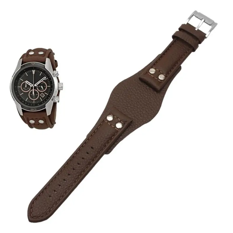 

PCAVO Genuine Leather Watchband For Fossil CH2592 CH2564 CH2565 CH2891CH3051 wristband 22mm men tray strap with rivet style