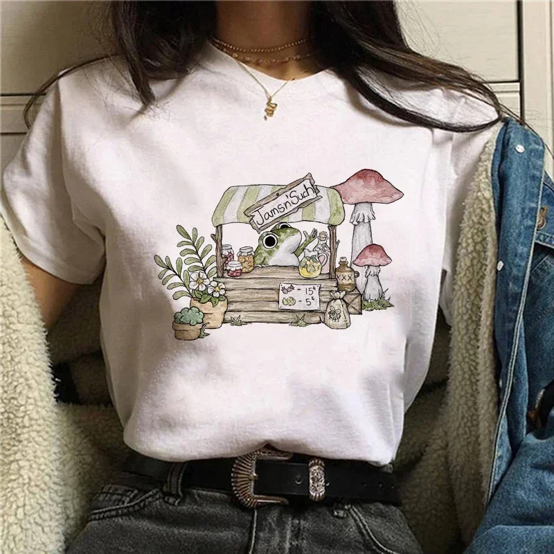 Leisure Academy Style Cartoon Frog T-shirt Spring Summer Leisure Large Women\'s T-shirt Ulzzang Harajuku Fashion Versatile Short