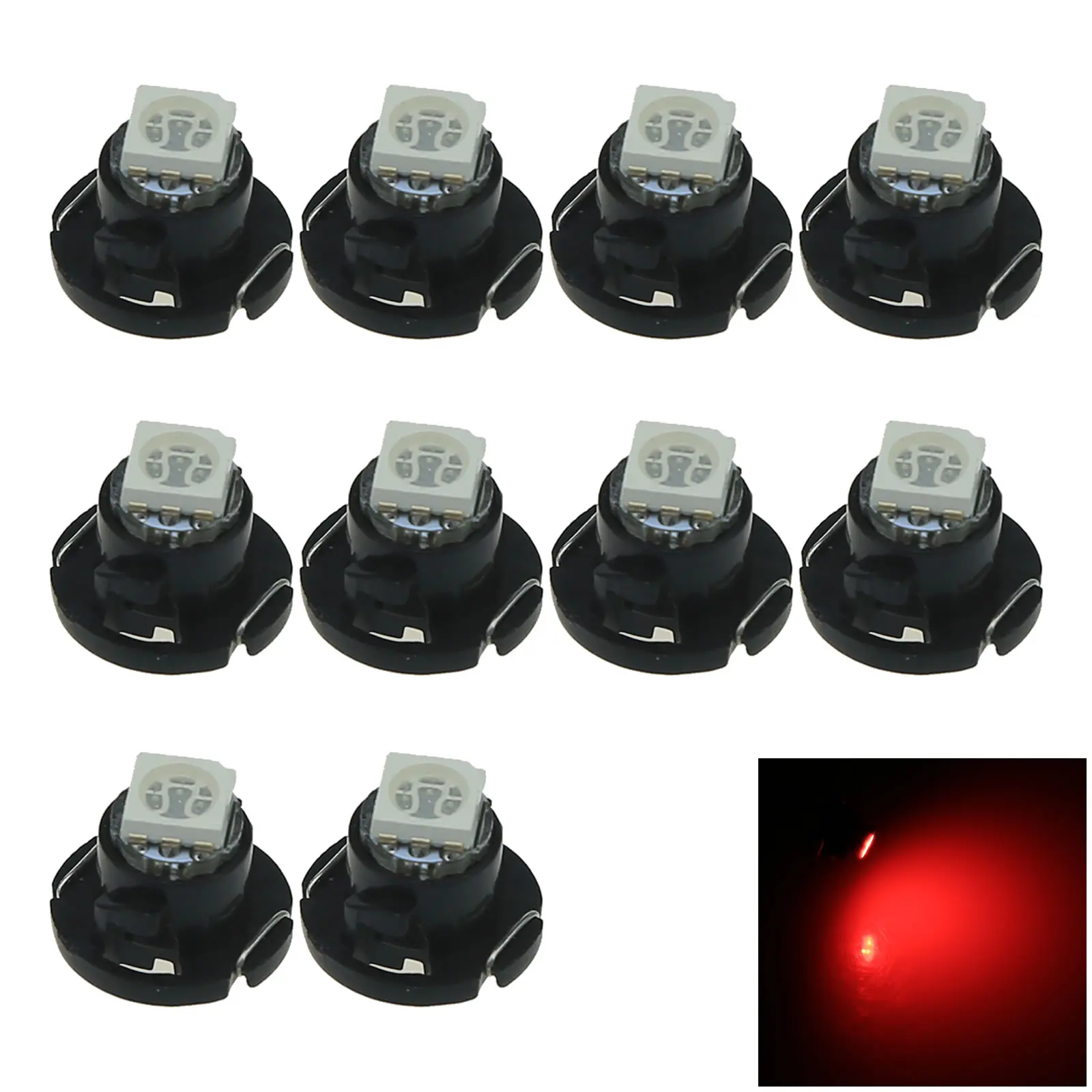 10x Red Car T4.7 Light NEO Dash Twist Socket HVAC Cluster Blub 1 Emitters 5050 SMD LED 79607-SHJ-S01 N203-R