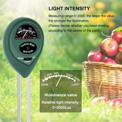 3 In1 umidità luce solare PH Meter suolo acqua acidità umidità luce PH Test piante da giardino fiori Tester umido strumento di prova