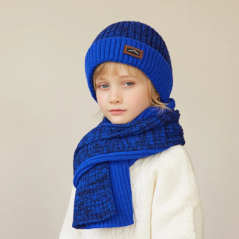 Gorro de lana con forro polar para niños y niñas, conjunto de guantes para mantener el calor, 2 piezas/3 piezas