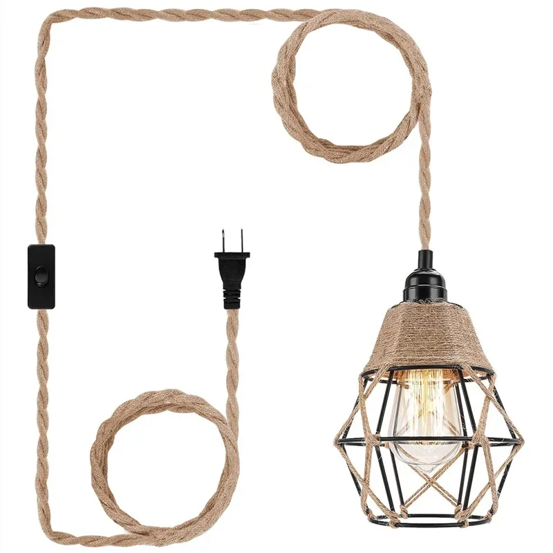 luz pendente led industrial lustre com fio plugue corda de canhamo lampadas suspensas fazenda cozinha ilha sala de jantar 01