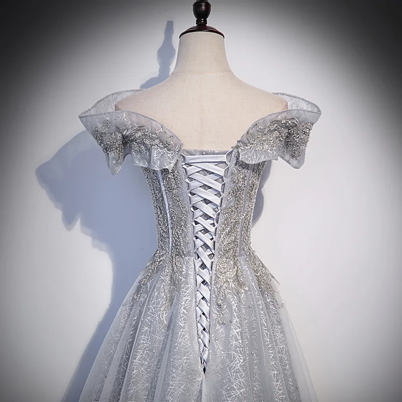 فستان سهرة أوروبي وأمريكي، مضيف أزياء جديد للولائم النسائية، منفرد صوتي جميل، امتحان فني، فستان طويل بكتف واحد #4