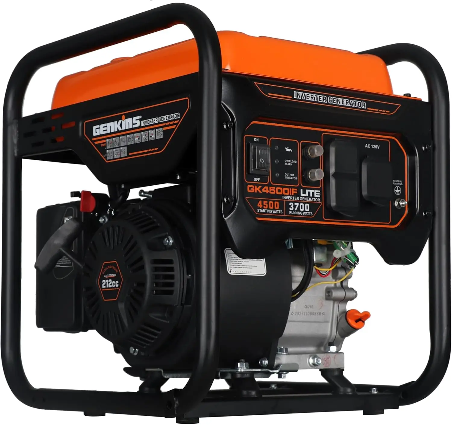 4500 Watt Open Frame Inverter Generator 30 Amp Pure Sine Wave Noise Reduced 50% 55lbs EPA complied Gas Powered