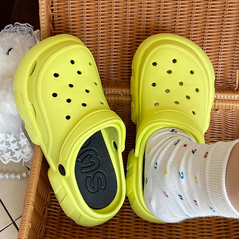 

Summer Young Women's Outdoor High-Heeled Sandals EVA Casual Garden Shoes Anti-Slip Thick-Soled Beach Anti-slip Beach Slippers