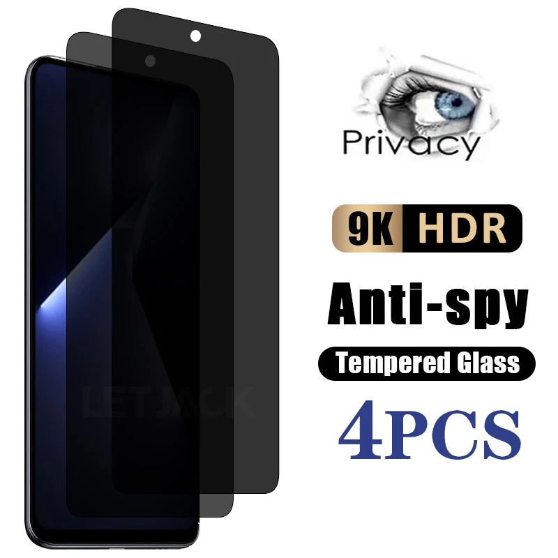 

4Piece Privacy Anti-Spy Tempered Glass For Tecno Pova 6 5 4 Pro Screen Protectors For Tecno Spark 20C 10C 9T GO 2024 2023 Glass