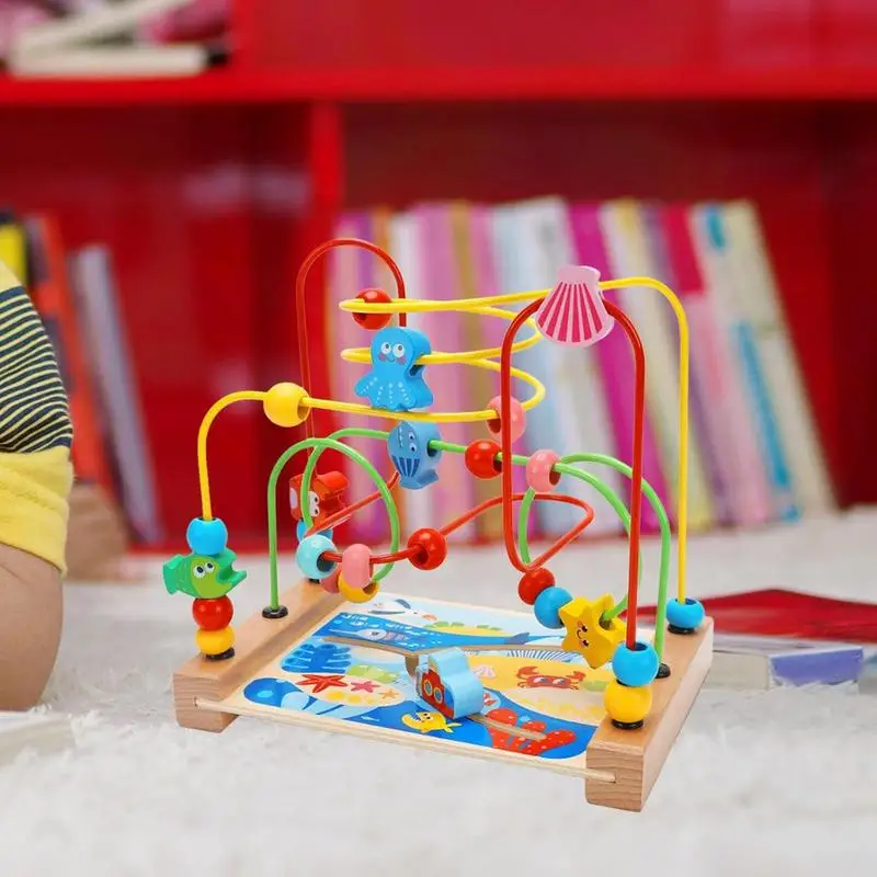 Labirinto di perline Giocattoli per bambini Sottobicchiere Labirinto a rulli Giocattoli per bambini Giocattoli in legno per bambini Pista sensoriale Giocattolo da tavolo per ragazzi Ragazze