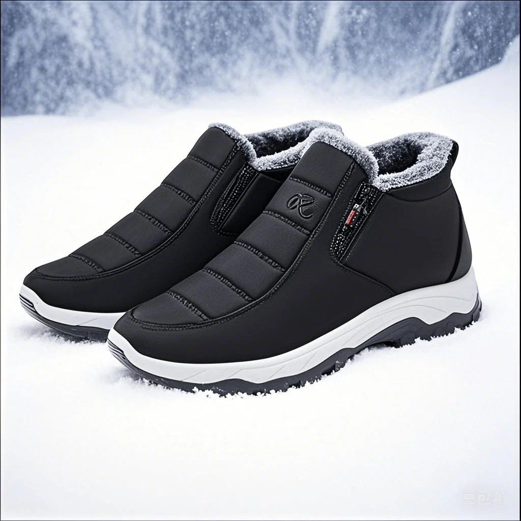 Women's Fleece Lined Snow Boots, Winter Warm Waterproof Slip on Ankle Boots, Thermal Outdoor Short Boots