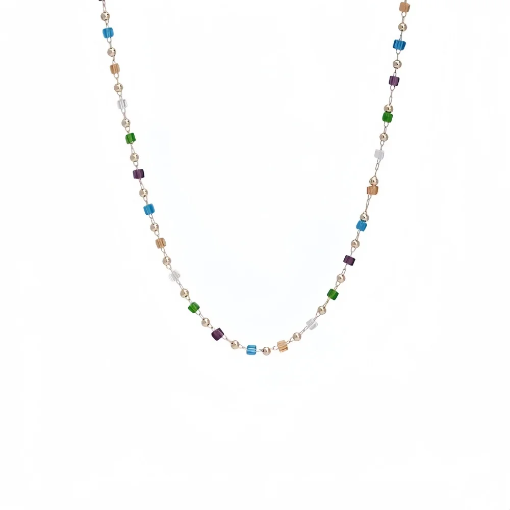 Einfache Mix Farbe Acryl Kristall Perlen Halsband Retro Männer Hip Hop Halskette Fashion Party Schmuck Zubehör Geschenke – Detail 3