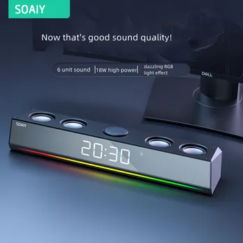 SOAIY SH18 블루투스 스피커, 고출력 서브우퍼 스테레오 서라운드 홈 시어터 사운드 바, RGB 조명 효과  Best5