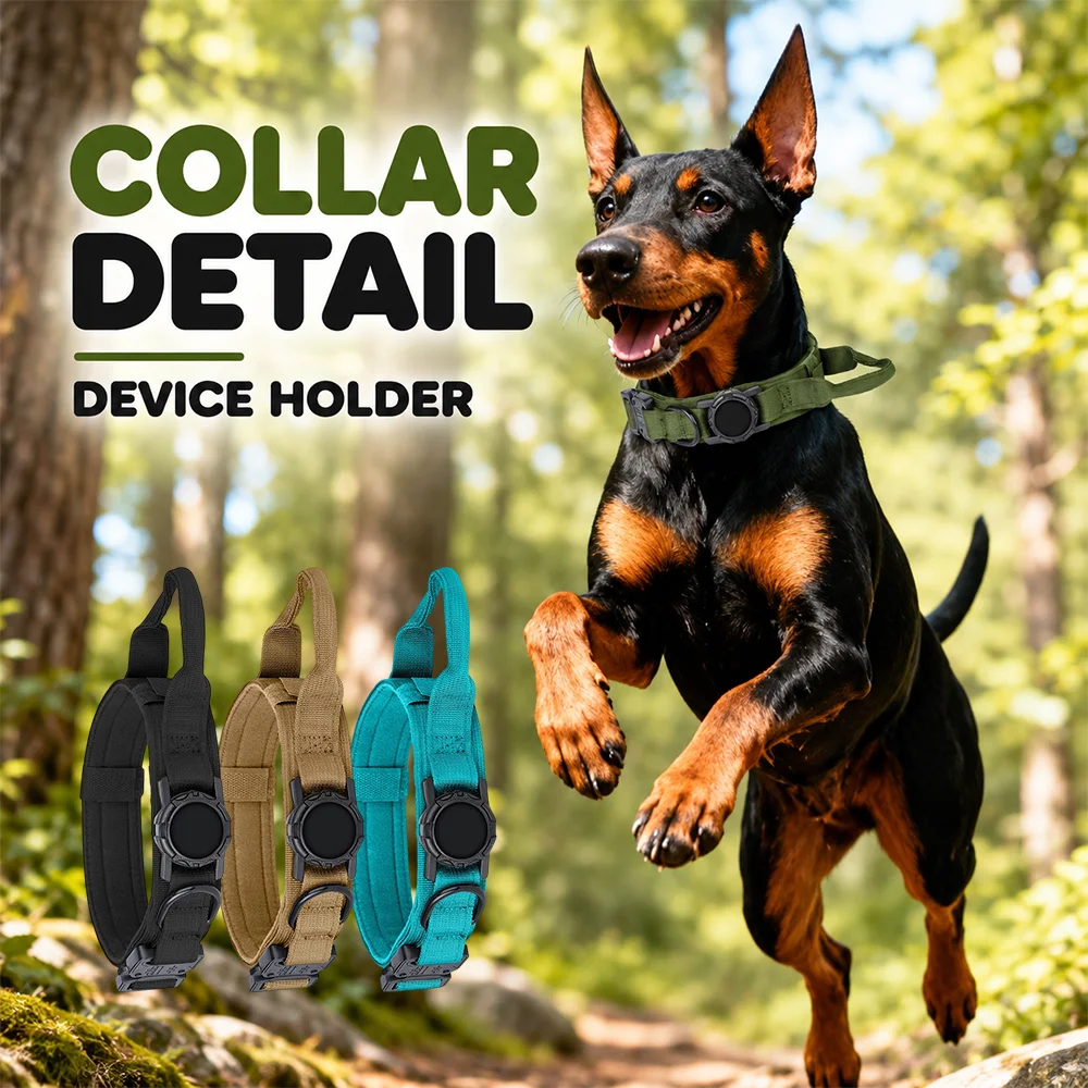 Dog Collars (including Tracker Installation Area) Adjustable and Durable Outdoor Collars for Medium and Large Dogs