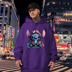 Cartoon Men Hoodies Graphic Lilo Stitch Disney Casual Creative Fashion Comfortable Hip Hop Trendy Autumn Winter Male Sweatshirts