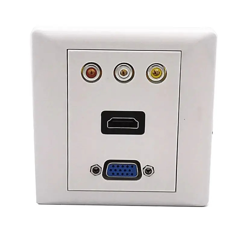 86 Type Multimedia Panel 4K High-Definition Cable HDMI Compatible Socket+VGA Panel+Audio And Video 3rca Wall Plug