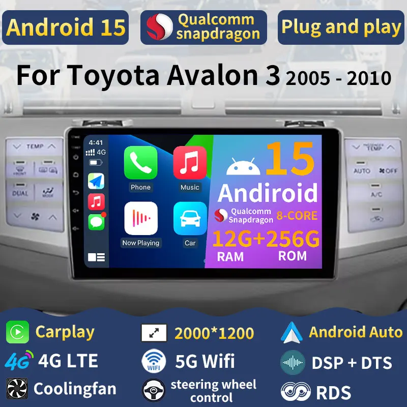

Автомобильный радиоприемник Android 15 для Toyota Avalon 3 2005 2006-2016, авторадио, мультимедийный видеоплеер, BT 2Din, головное устройство, GPS, стерео