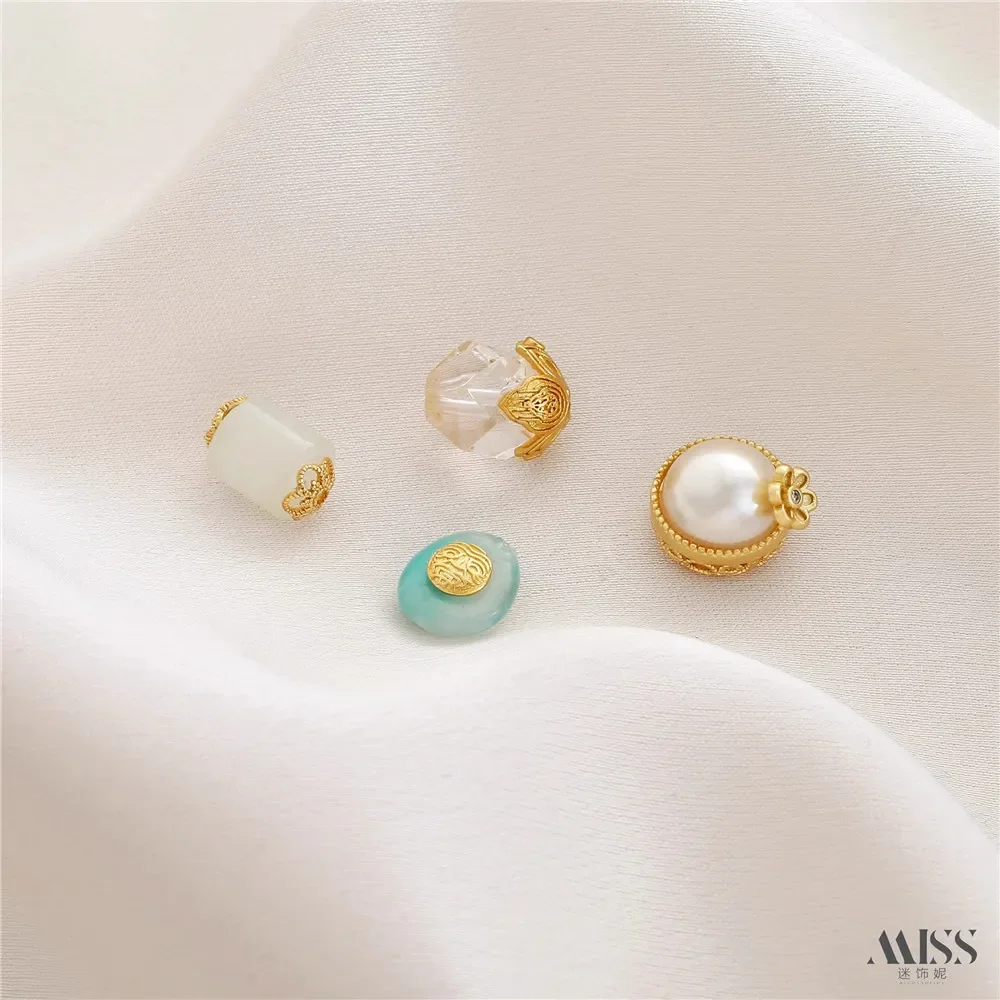 Cristal blanc naturel Jade Tianhe pierre perle Lotus une petite fleur perle Bracelet à bricoler soi-même collier chaîne accessoires