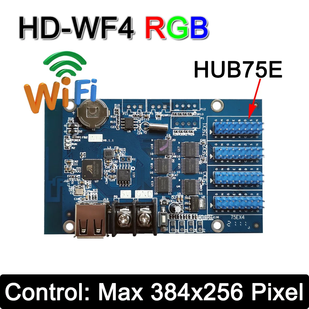 New HUB75 Series Control Card HD-WF4 Full color LED display control card,Support seven color display,Maximum 8 levels of gray,