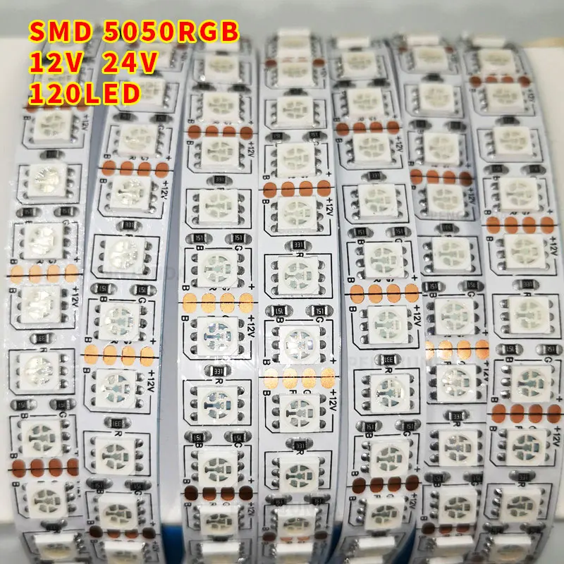 

5050 RGB Lights DC12V 24V 120LEDs/m 5M White/Warm White LED Strip RGB Flexible LED Strip With Light High Brightness Waterproof