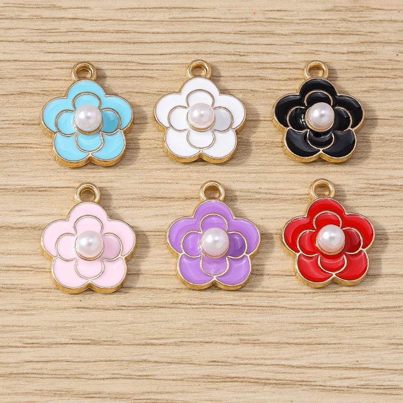 10 Stück gemischte, niedliche, bunte Emaille-Blumen-Anhänger für Ohrringe, Halsketten, Armbänder, DIY-Bastelarbeiten, Schmuckzubehör – Detail 8