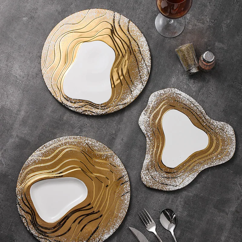 Creative Phnom Penh Ceramic Western Food Pendulum Plate Dining Room and Hotel Special-shaped Ceramic Steak Plate Tableware