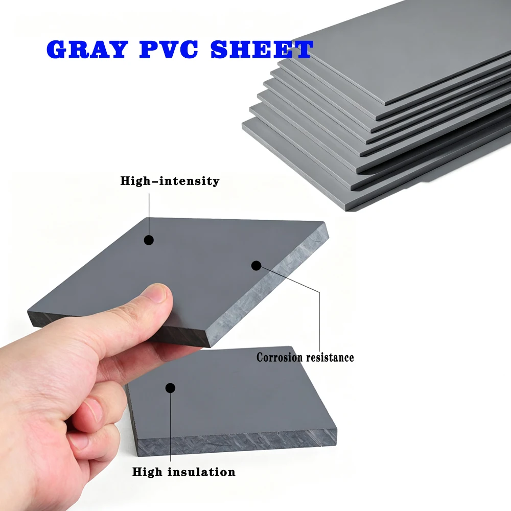 Gray PVC Plastic Board 50 100  200 250 300mm Thickness 2mm-30mm Sheet Corrosion Resistant Hard Plate For Electronic Equipment