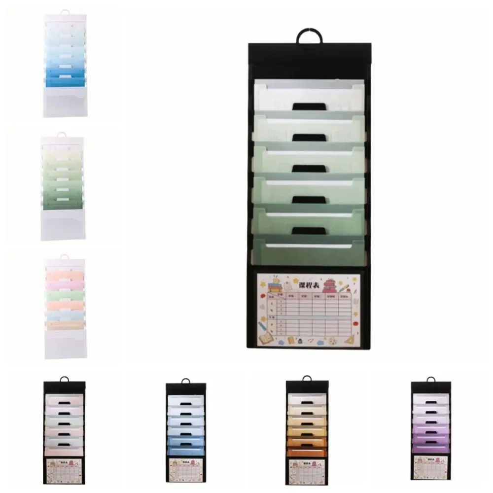 6 Pockets Hanging File Folders Large Capacity Wall Mounted File Organizer Multi-color Expandable Accordian Pockets Test Paper