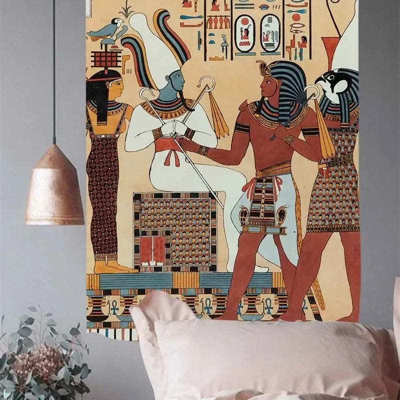 Tapestries Simsant Hawaiian Maya Tribal Tiki Mask Sculpture Tapestry Ancient Egypt Mythology Totem Tribe for Bedroom Decor 23033