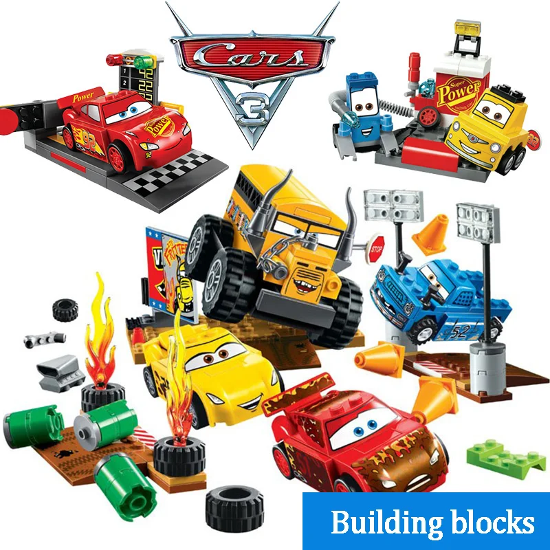 Disney Pixar Cars 3 Building Block Assembly Model Toy Gift Set Lightning Mcqueen Jackson Uncle Truck Boy Birthday Toys regalo di natale