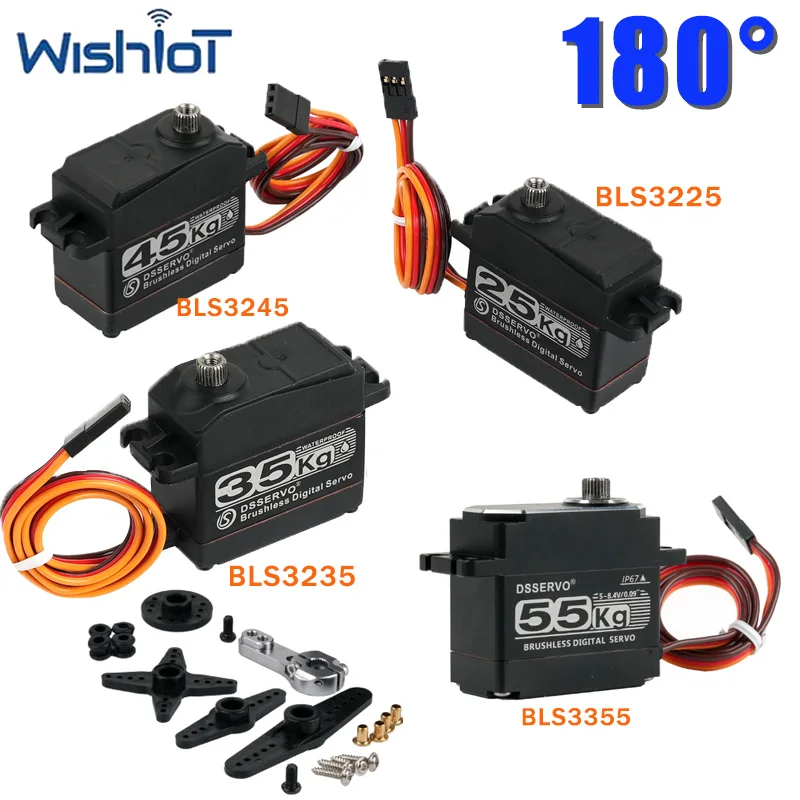 

Цифровой бесщеточный сервопривод 25кг/35кг/45кг/55кг с металлическим редуктором, 180 градусов, запчасти для DIY-моделей радиоуправляемых краулеров 1/8, 1/10, 1/12