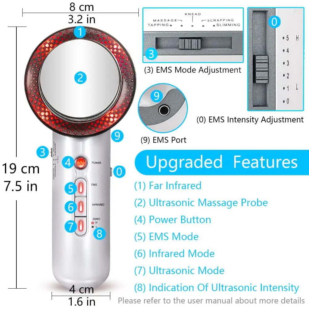 3 in 1 Facial Lifting EMS Infrared Ultrasonic Body Massager Device Ultrasound Slimming Fat Burner Cavitation Face Beauty Machine