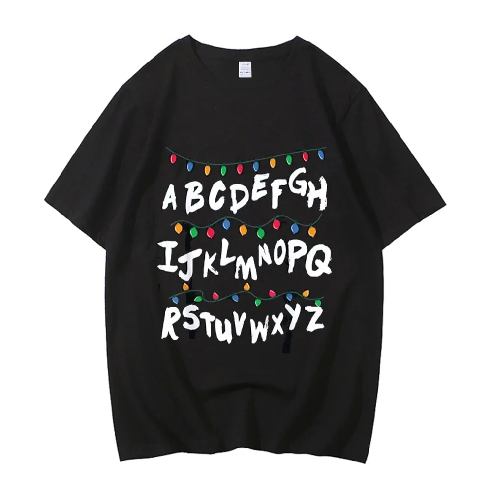 Asian Size 2026 High Quality Cotton Stranger Christmas Light T-shirt Monster Graphic T Shirts Gothic Fashion Vintage Tees