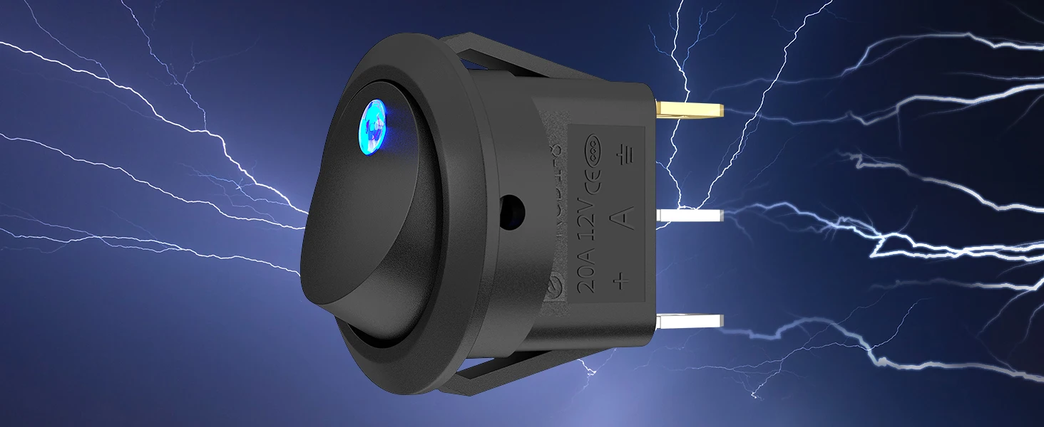 Rocker Switch Toggle LED Light 12V Car Boat Round On/Off SPST 20 AMP Switch E - Foto 13