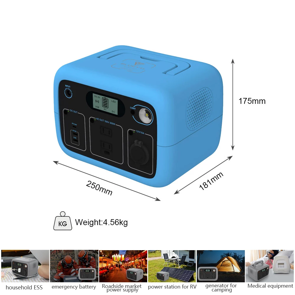 Bluetti Hot Selling Camping Electronics Portable Power Station 300W with AC/DC/USB/ Output Ports