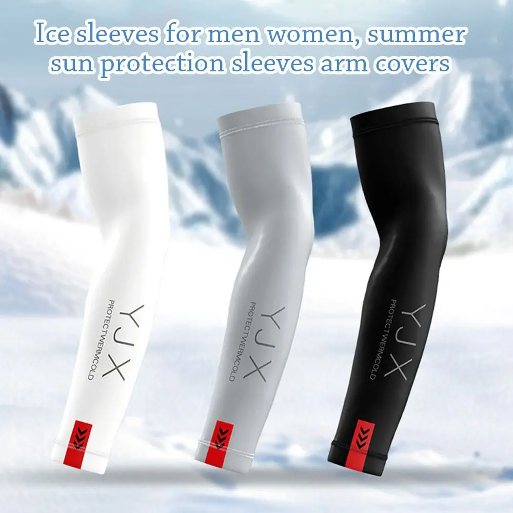 1Pair Cooling Summer Arm Sleeves Elastic Ice Silk Sun Protection Arm Cover Running Outdoor Cycling Driving Gloves Men Women