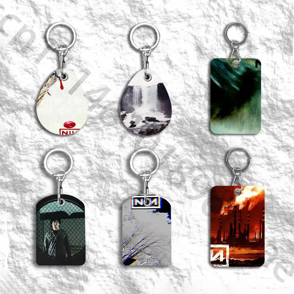 N-Nine Inch Nails The Fragile Protective Printed Leather Card Case Metal Keychain for Bank Credit Bus Subway ID Cards