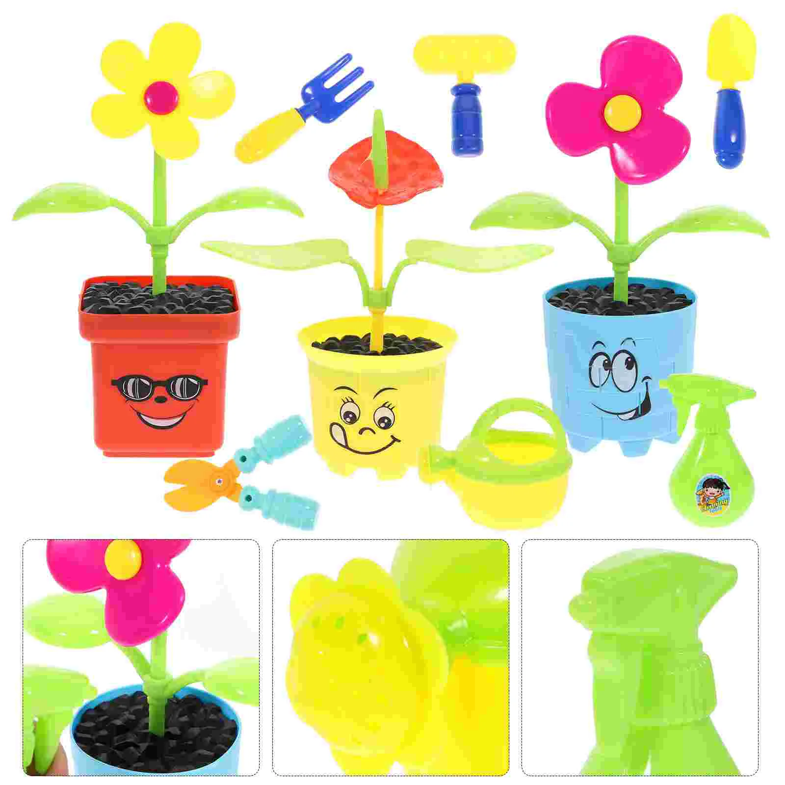 Flor brinquedo brinquedos educativos criança pequeno jardineiro crianças kit de ferramentas de plantio arranjo pai-filho