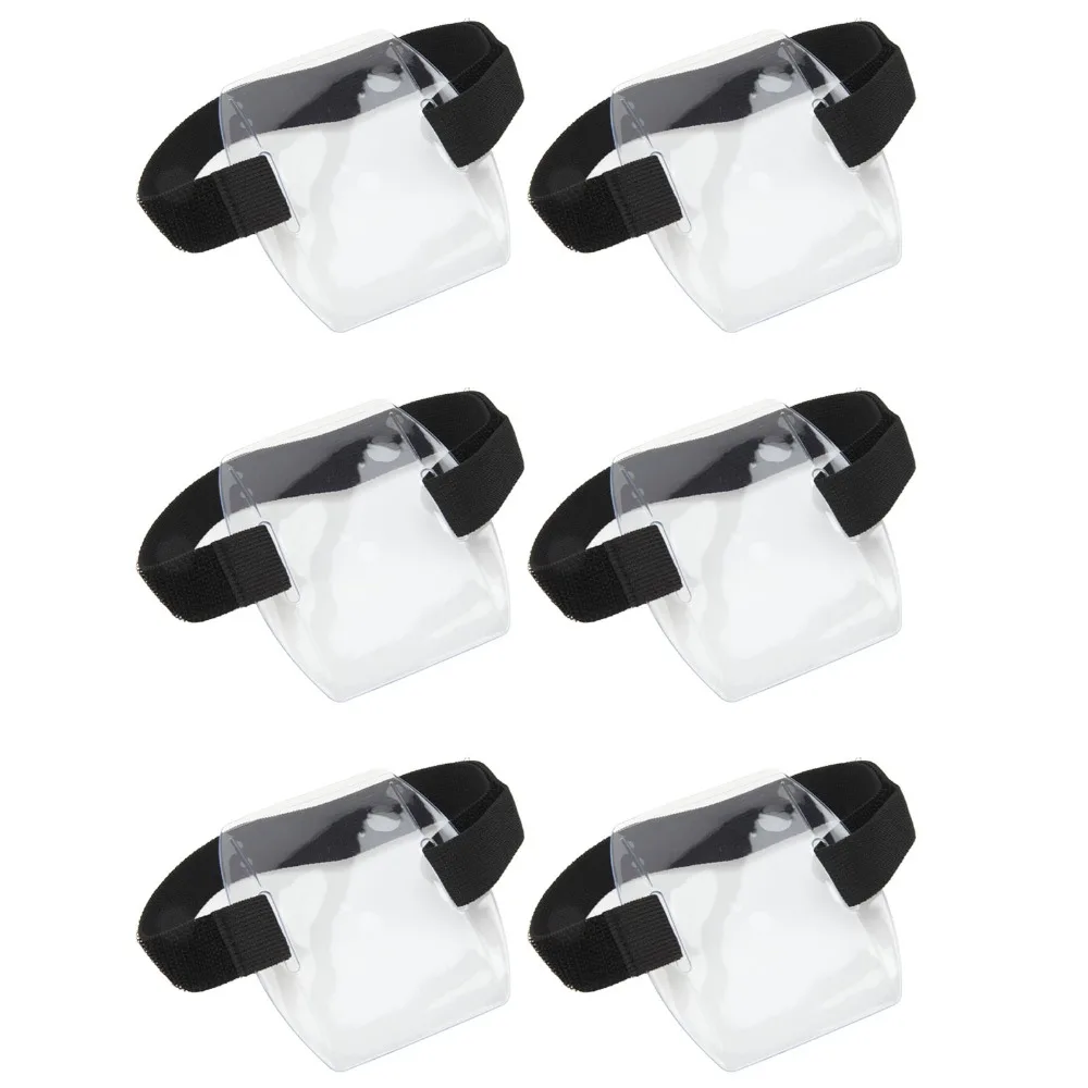 6Pcs PVC Armband Badge Holder Waterproof Transparent Arm ID Card Holder Hook and Loop Fastener Elastic Band ID Card Holder