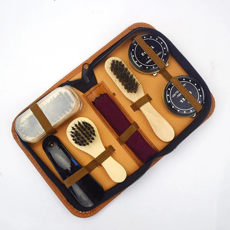 8Pcs/Set Pro Shoes Care Kit Portable For Boots Sneakers Cleaning Set Brush Shine