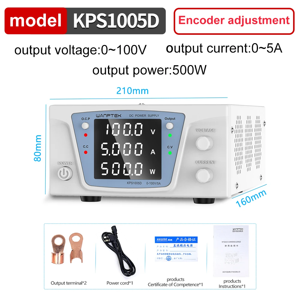 Wanptek Laboratorium DC-voeding 30V 10A 20A 60V 10A 20A 100V 5A 10A verstelbare gestabiliseerde variabele digitale geregelde bron
