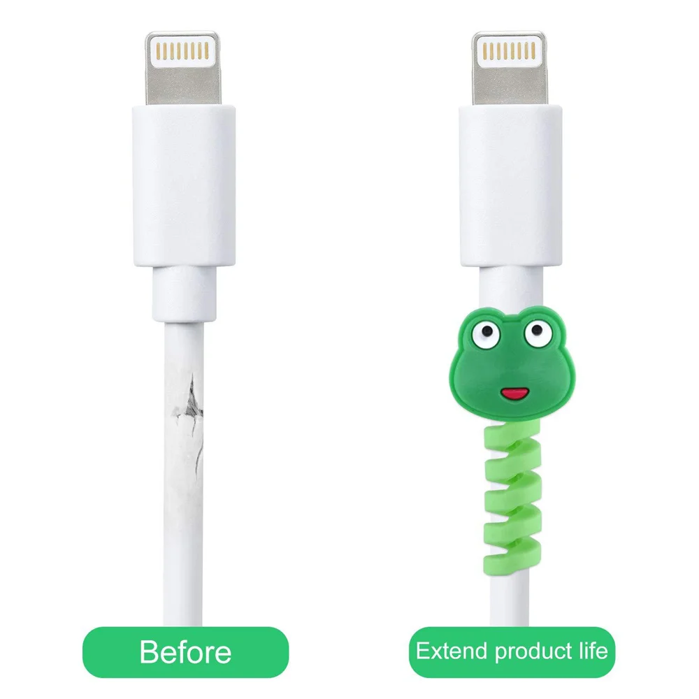 1/10PC Cartoon kabel zabezpieczający spiralne linia danych osłona ochronna przewód do ładowania linii słuchawek kabel USB Organizer antywłamaniowy