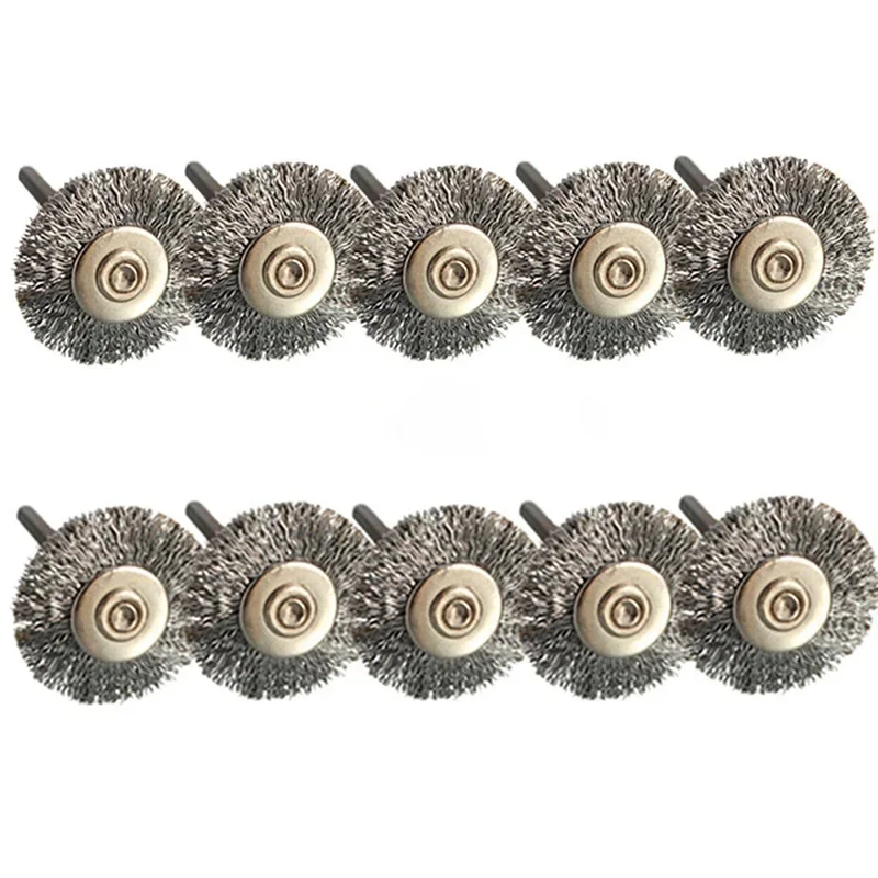 

10Pcs 3mm Shank Brush Steel Wire Wheels Brushes Drill Rotary Tools Polishing Rotary Tools Metal Rust Removal Brush Accessories