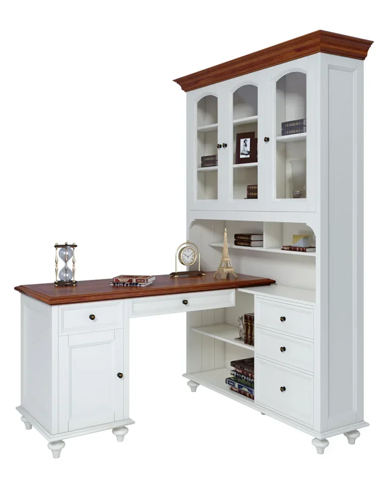 

American style solid wood corner desk bookshelf integrated bedroom children's corner computer desk bookshelf combination