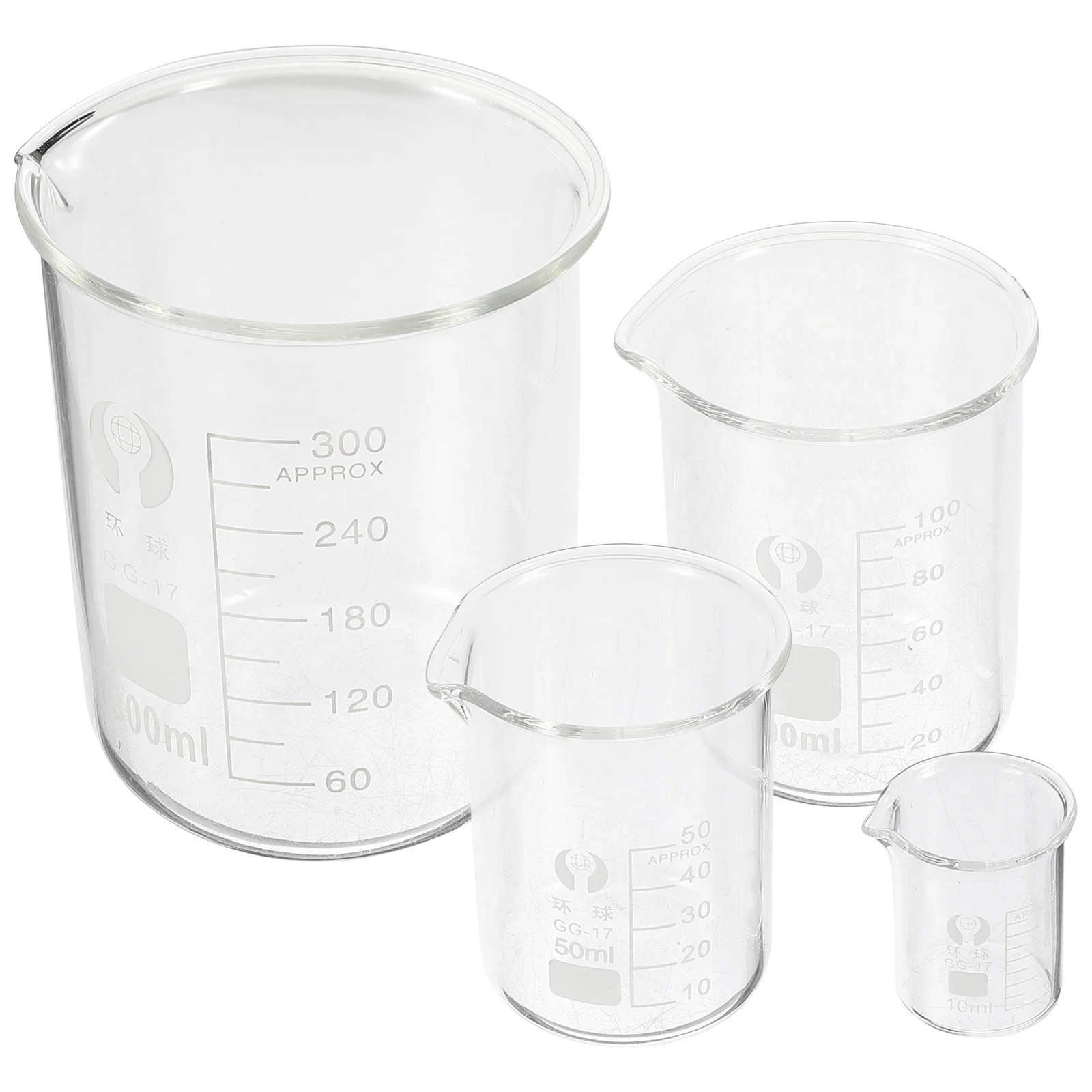 Mobestech 4Pcs Glass Beaker Set 250ml 100ml Graduated Measuring Jug Lab Equipment Clear With Spout Scale Cups