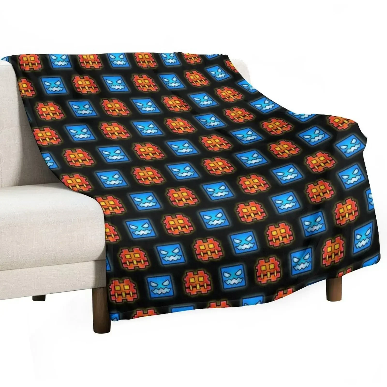 

Geometry dash Throw Blanket Luxury Thicken Flannel Fabric Shaggy Blankets