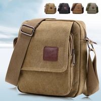 Fashion Canvas Men Crossbody Bag Large Capacity Anti-theft Outdoor Small Bag Business Cashier Wallet Wear-resistant Shoulder Bag