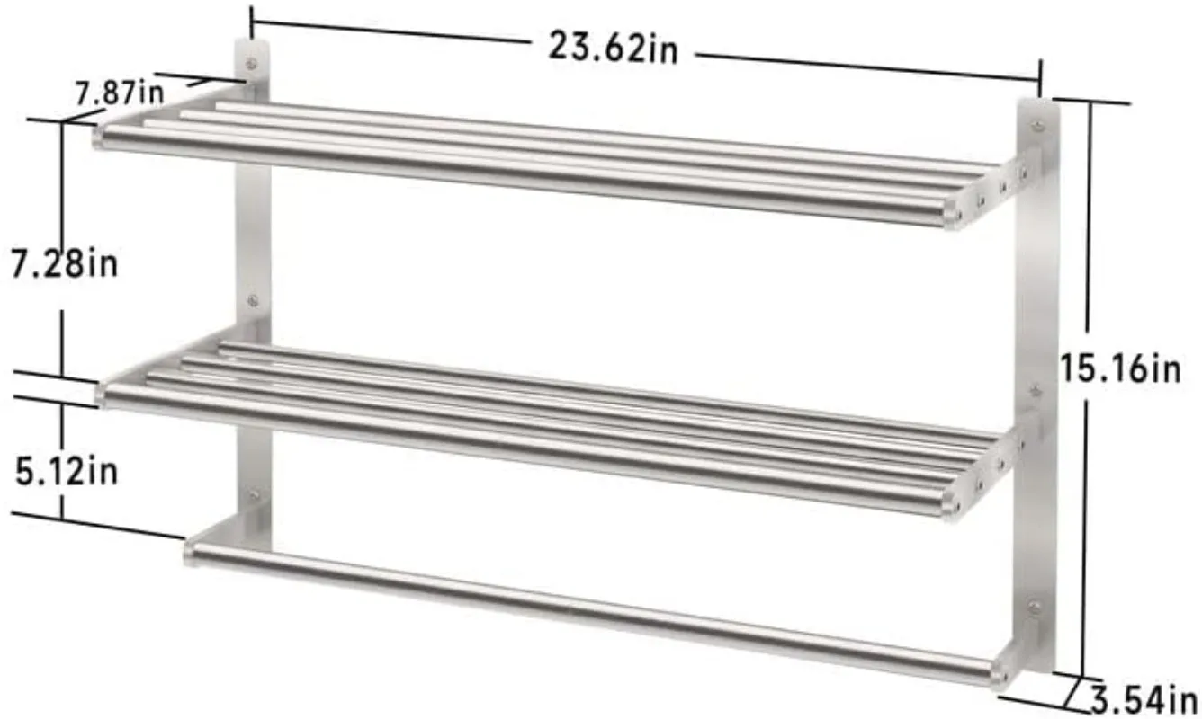 

Hotel Towel Racks for Bathroom Wall Mounted, BETHOM 24 Inch Towel Shelf for Bathroom, 3-Tier Bathroom Towel Rack with Tower Bars